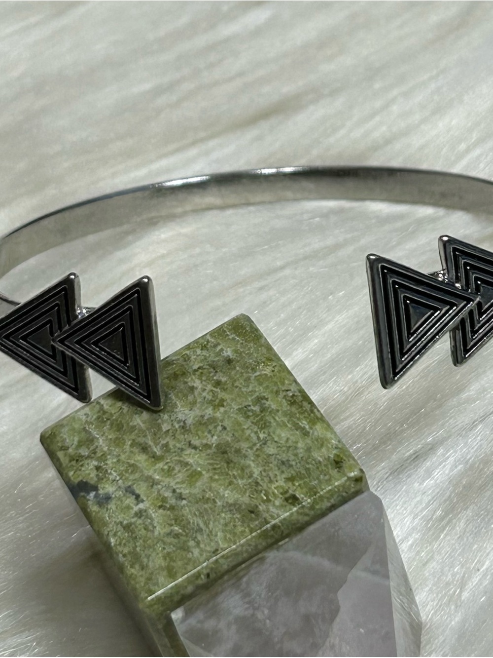 Triangular silver tone Cuff Bracelet